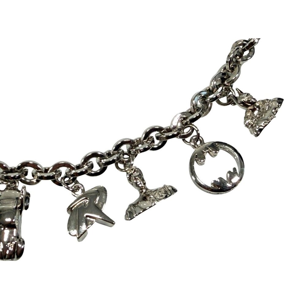 Official DC Batman Comics Themed Heavy 8 Charm Silver Tone Chain Bracelet 8" - Picture 4 of 6